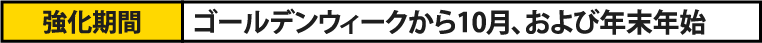 強化期間 ゴールデンウィークから10月、および年末年始